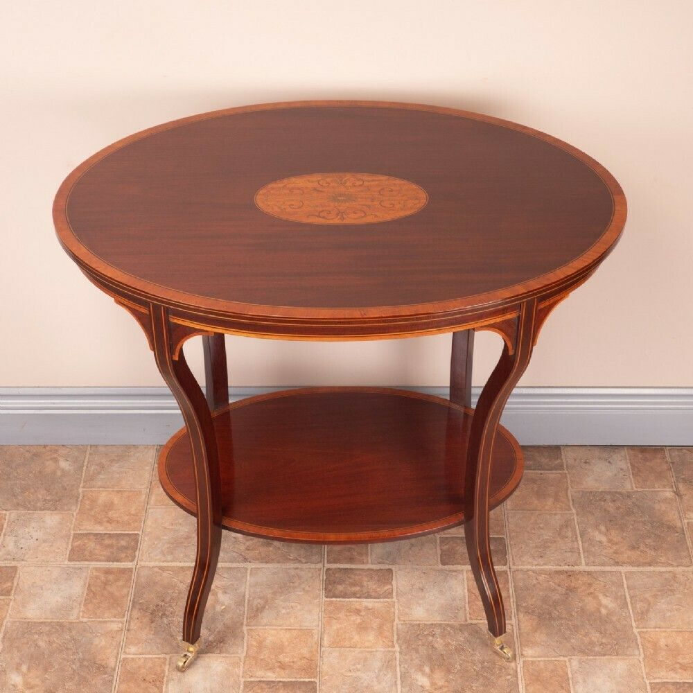 photo for sale Good Quality Edwardian Inlaid Oval Mahogany Occasional Table