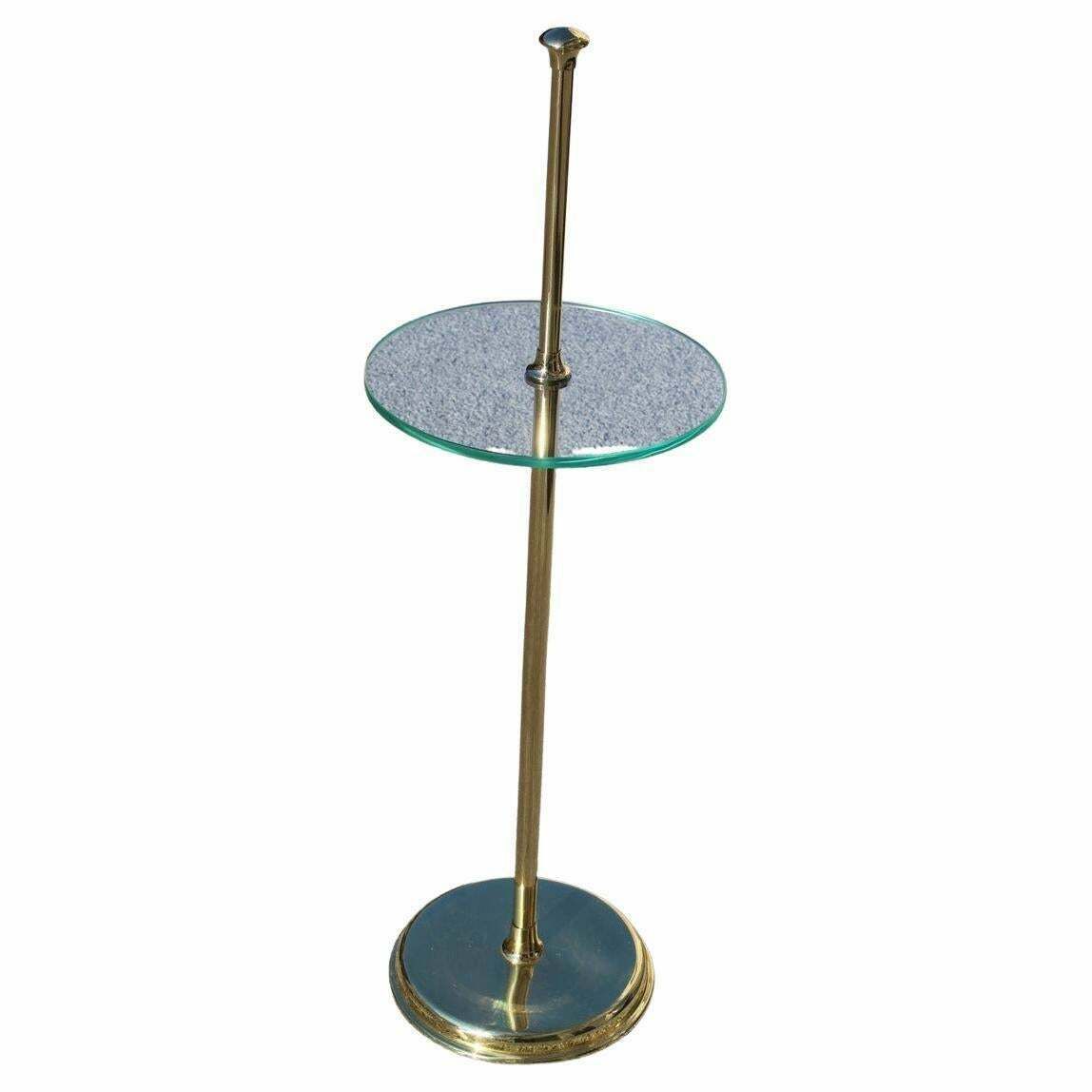 Round Italian Gueridon Made In Italy 1970 Brass And Glass