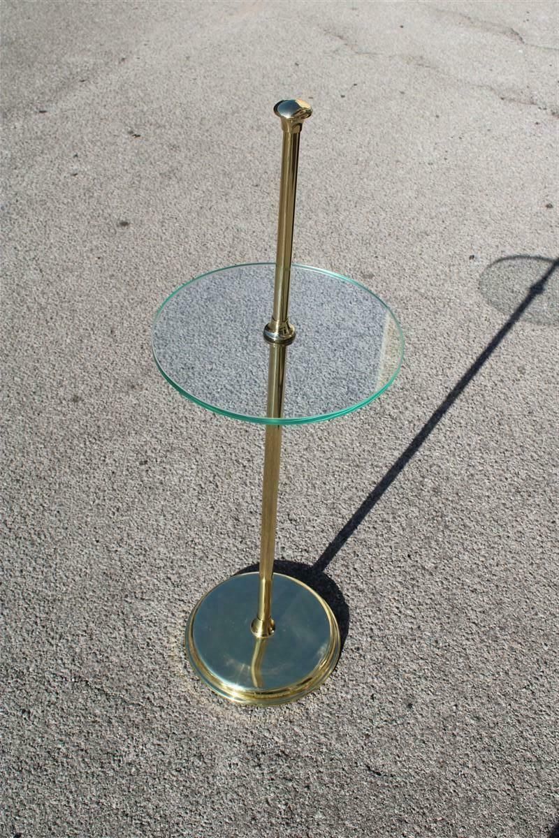 Round Italian Gueridon Made In Italy 1970 Brass And Glass photo vintage