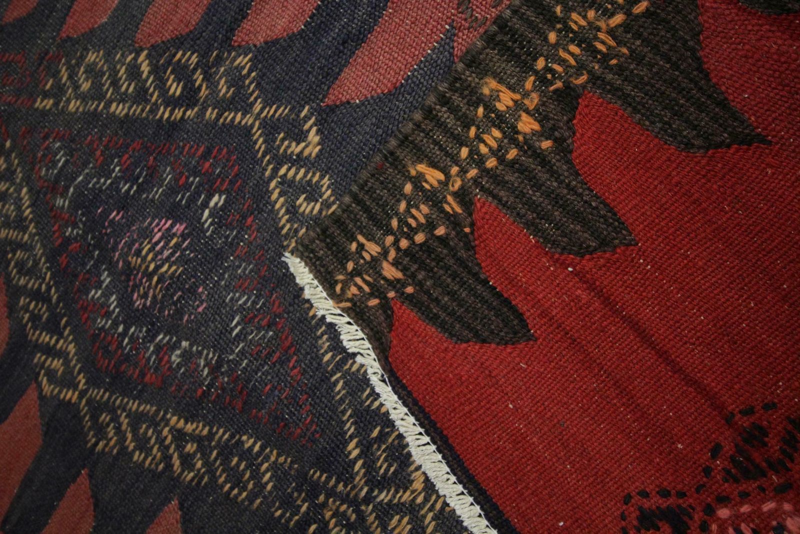 Caucasian Kilim Rug, Handmade Carpet Red Blue Wool Runner Rug photo vinterior