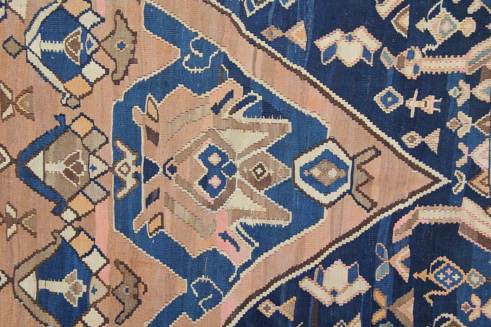 Brown Wool Kilim Rug Antique Carpet Traditional Flat Woven Area Rug photo vinterior