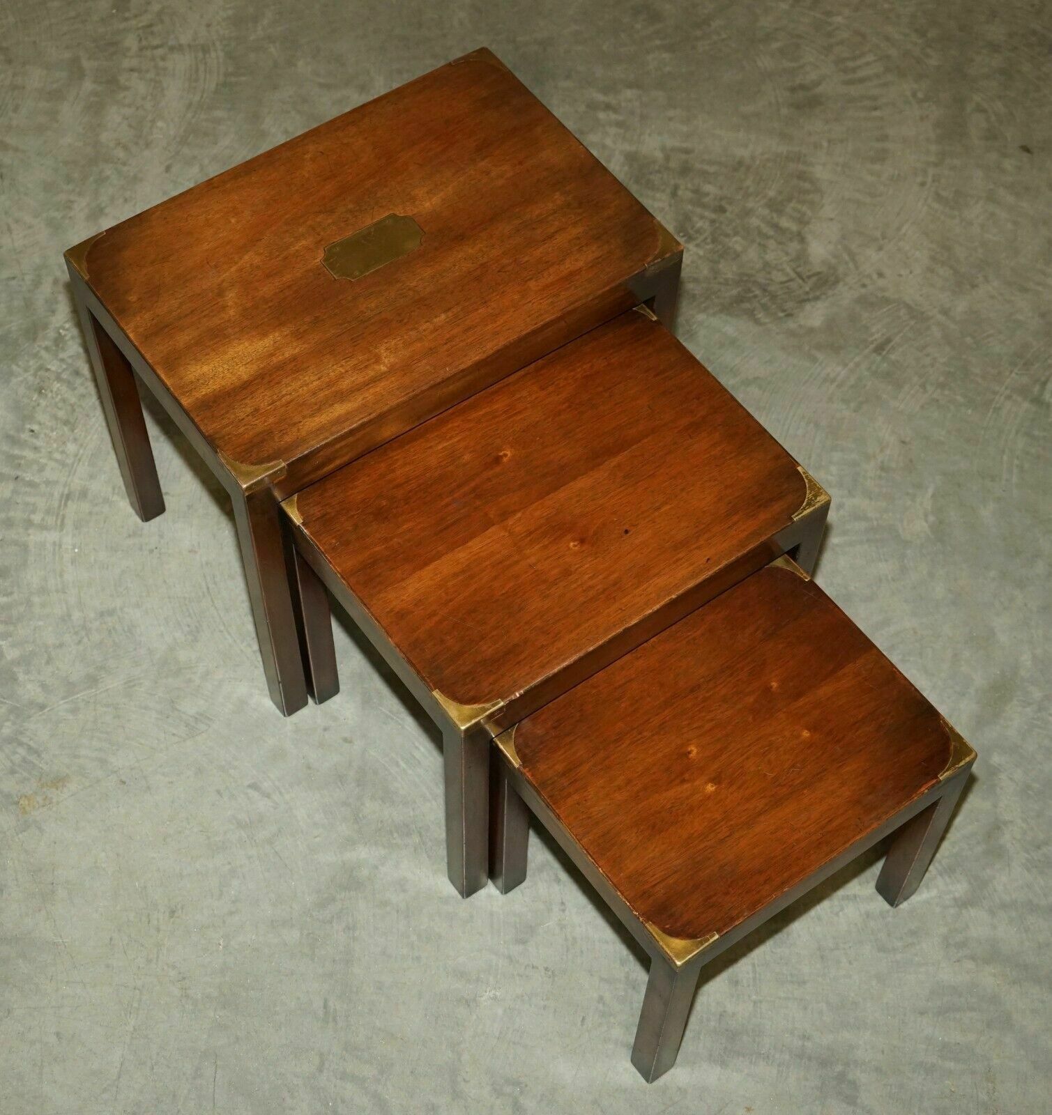 Lovely Harrods Kennedy Coffee & Side Table Nest Of Tables Military Campaign photo for sale