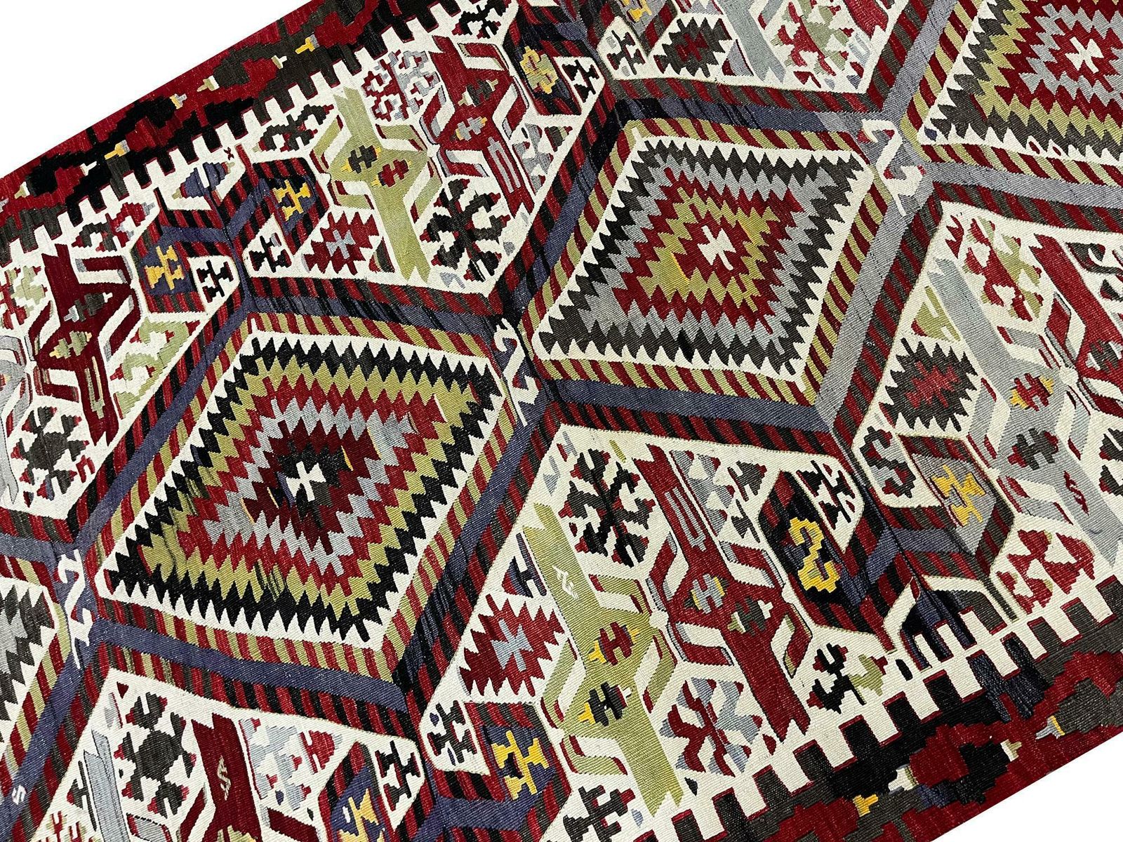 Geometric Kilim Rug Antique Traditional Handmade Carpet Area Rug photo for sale