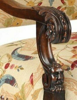 French Renaissance Revival Throne Chair With Mask Detail, Late 19th Century photo for sale