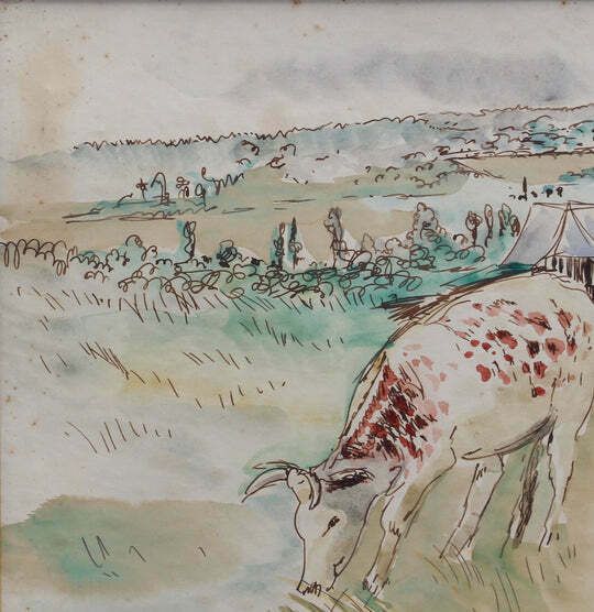 Grazing Cattle In Normandy By Genevieve Gallibert (Circa 1930s) photo for sale