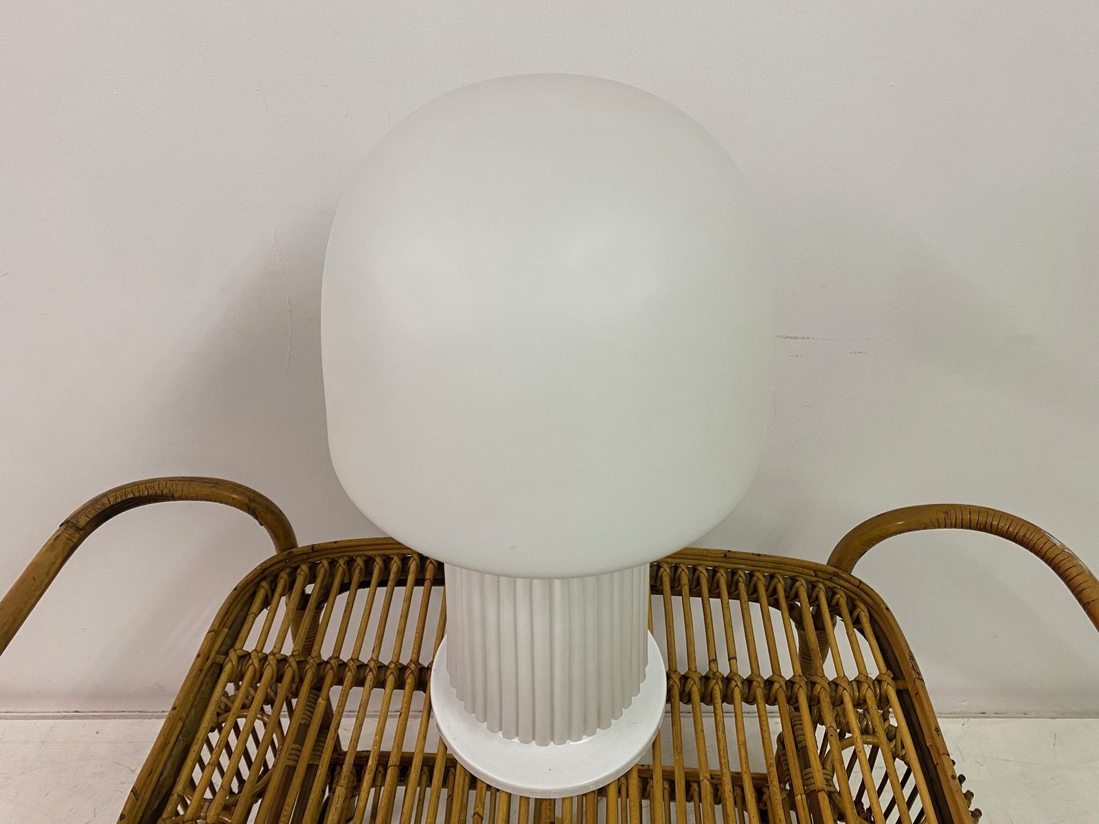 Lighting 1970s Italian Ribbed Glass Mushroom Lamp photo