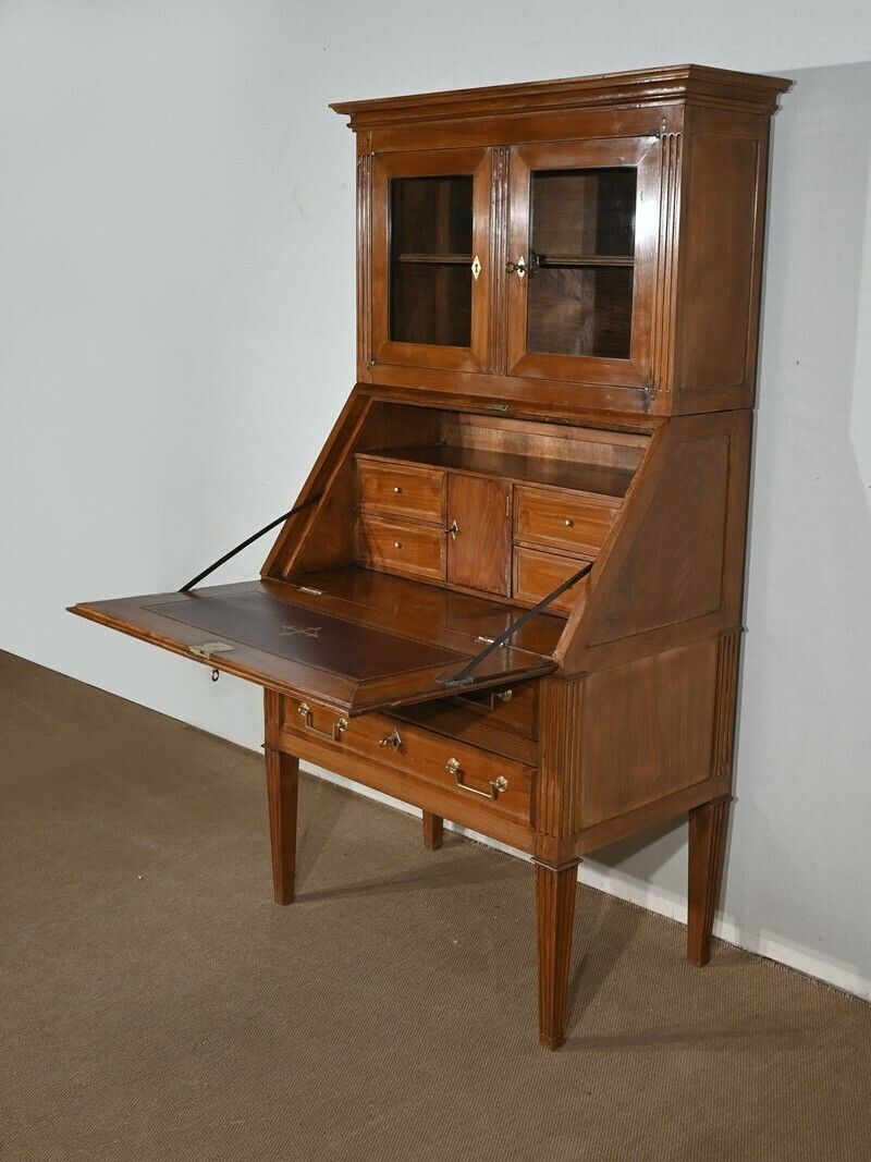 Bureau De Pente Vitrine In Solid Acacia, Louis XVI Style – 1st Part Of The 19th Century photo for sale