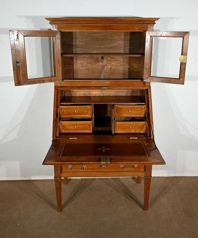 Bureau De Pente Vitrine In Solid Acacia, Louis XVI Style – 1st Part Of The 19th Century photo vinterior
