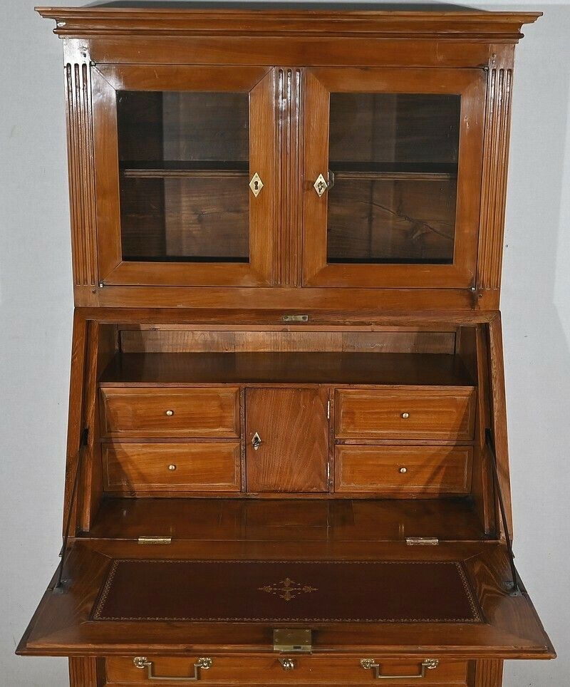 photo for sale Bureau De Pente Vitrine In Solid Acacia, Louis XVI Style – 1st Part Of The 19th Century