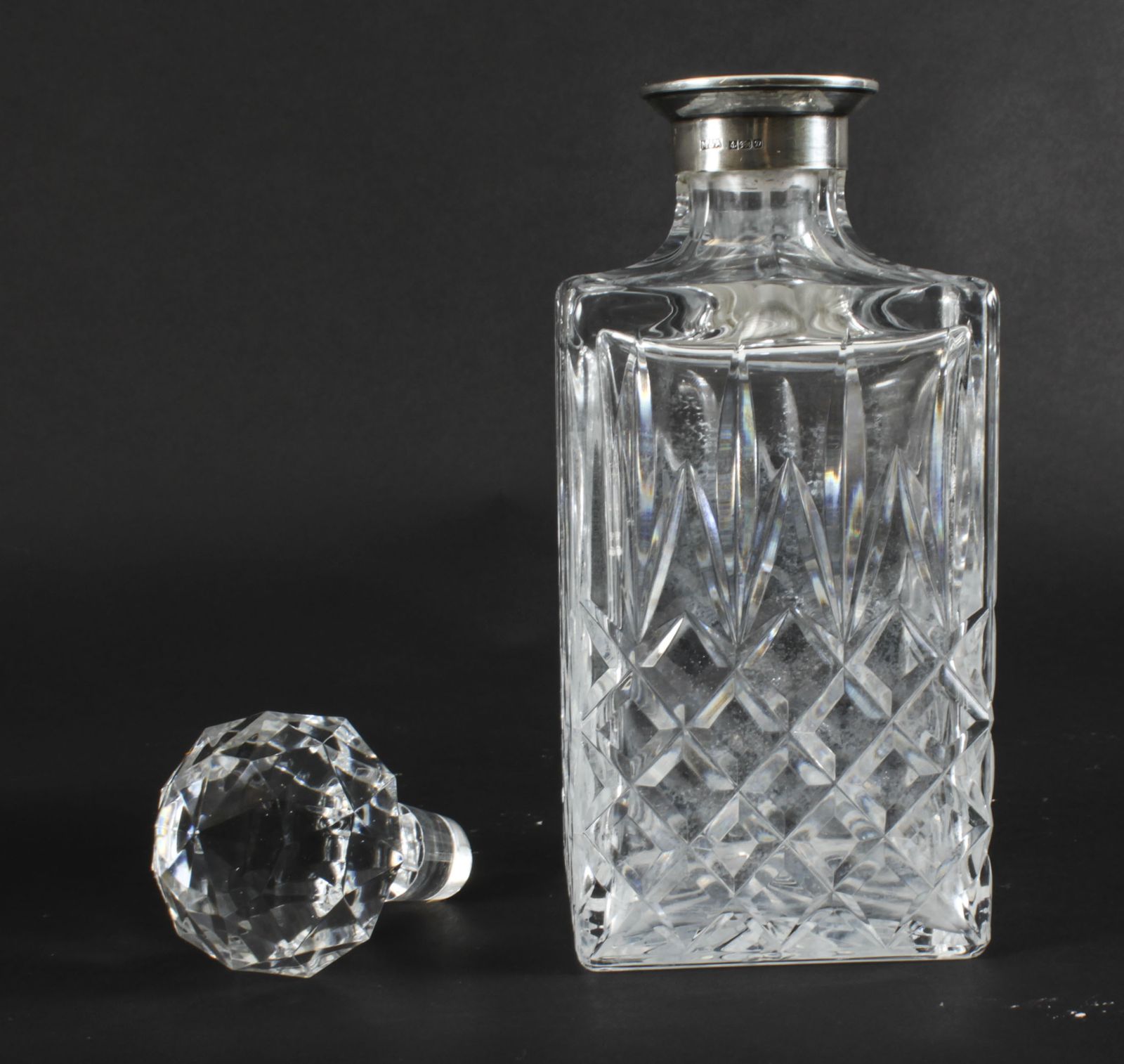 Vintage Pair Of Cut Crystal Glass Liqueur Decanters  Birmingham 1978 20th C photo vintage
