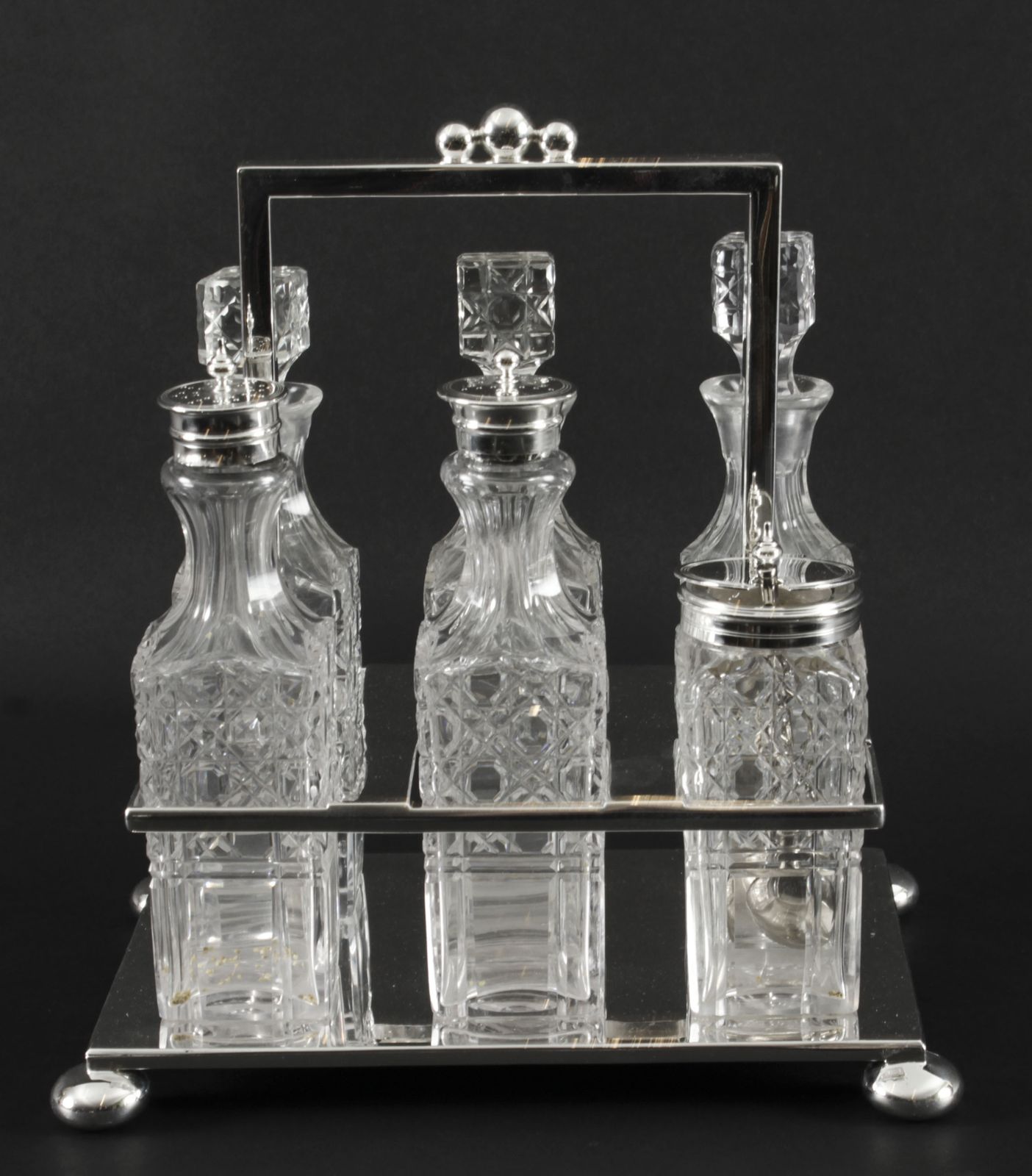 Victorian Silver Plated 6 Bottle Cruet Set Wade Wingfield Wilkins 19th C photo furniture