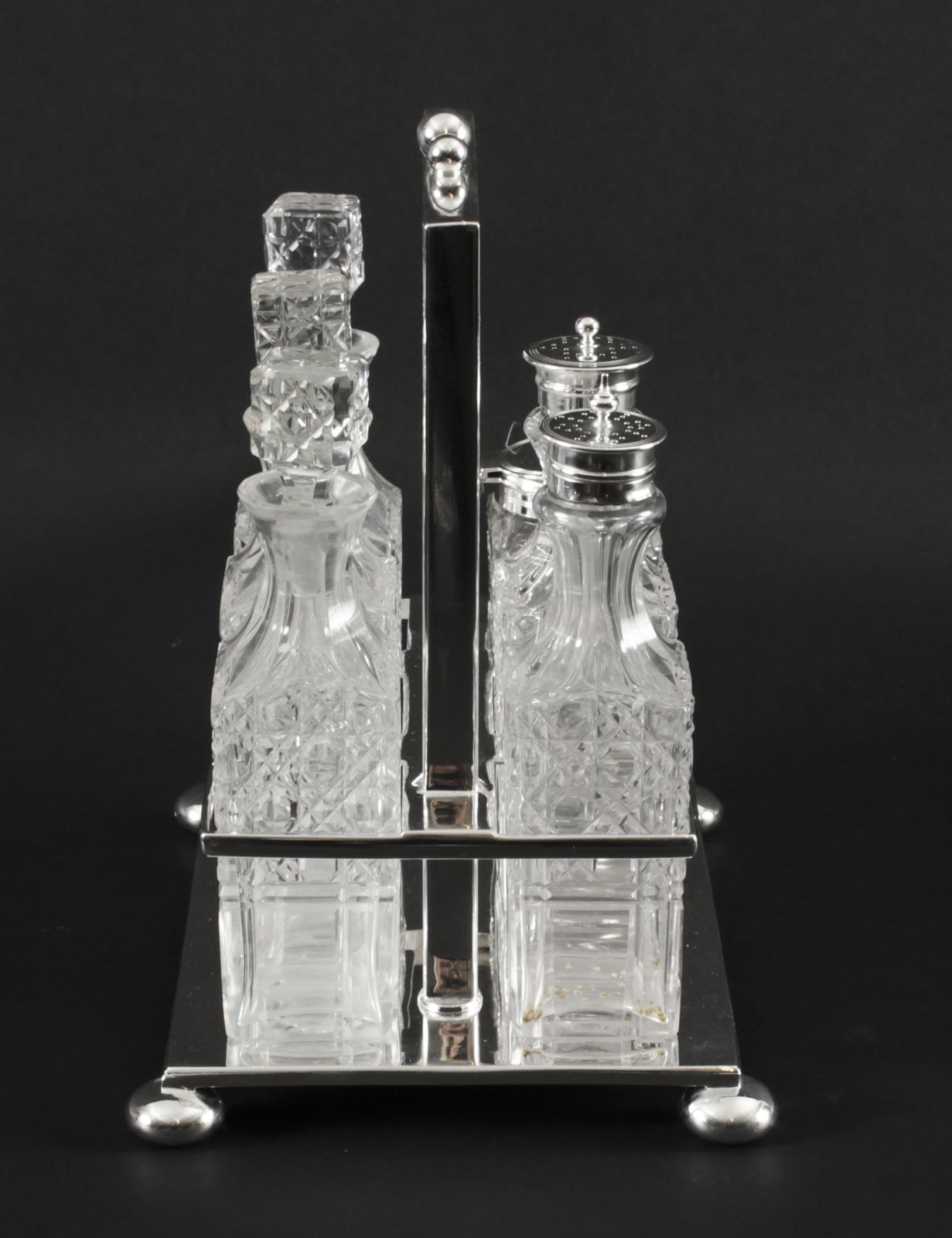 Victorian Silver Plated 6 Bottle Cruet Set Wade Wingfield Wilkins 19th C photo buy