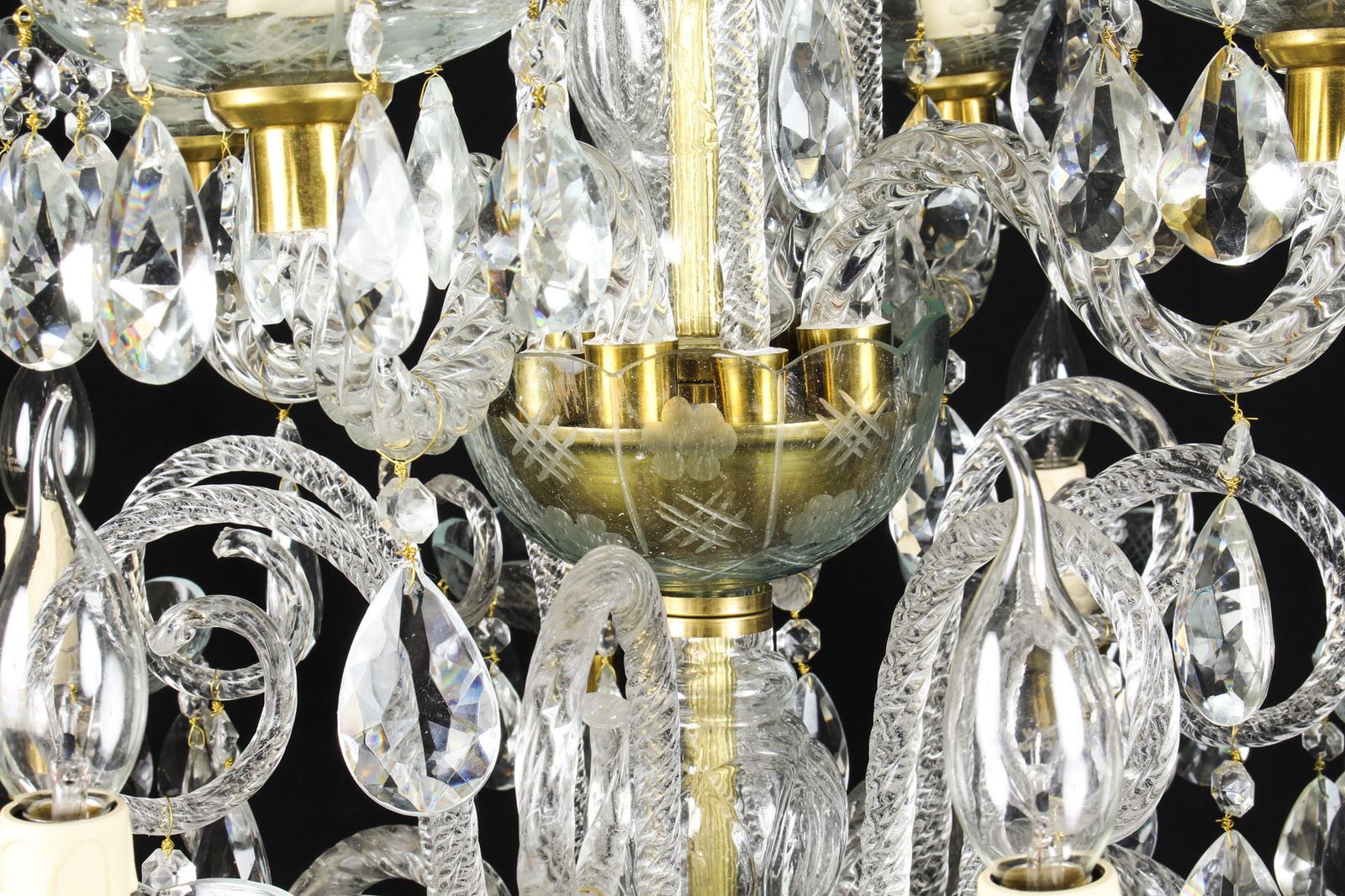 Vintage Venetian Two Tier 12 Light Crystal Chandelier 20th Century photo buy
