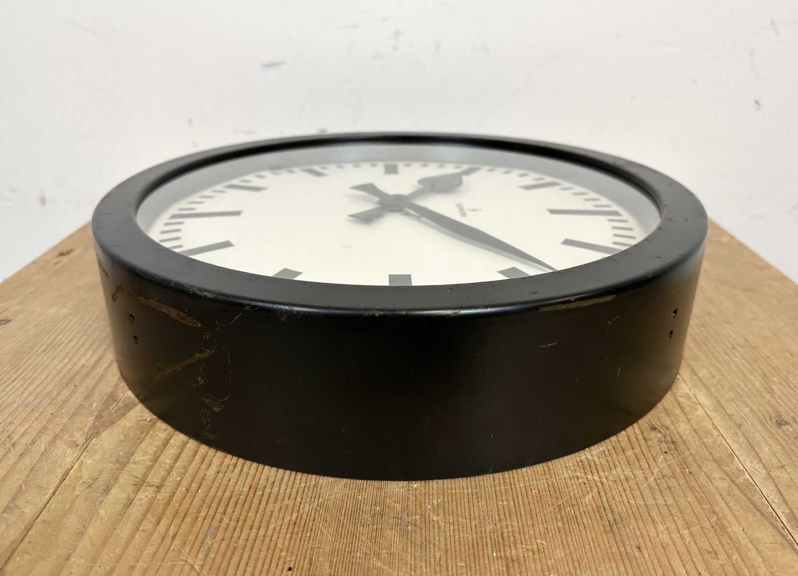 Black Industrial Factory Wall Clock From Siemens, 1950s photo Home Decor