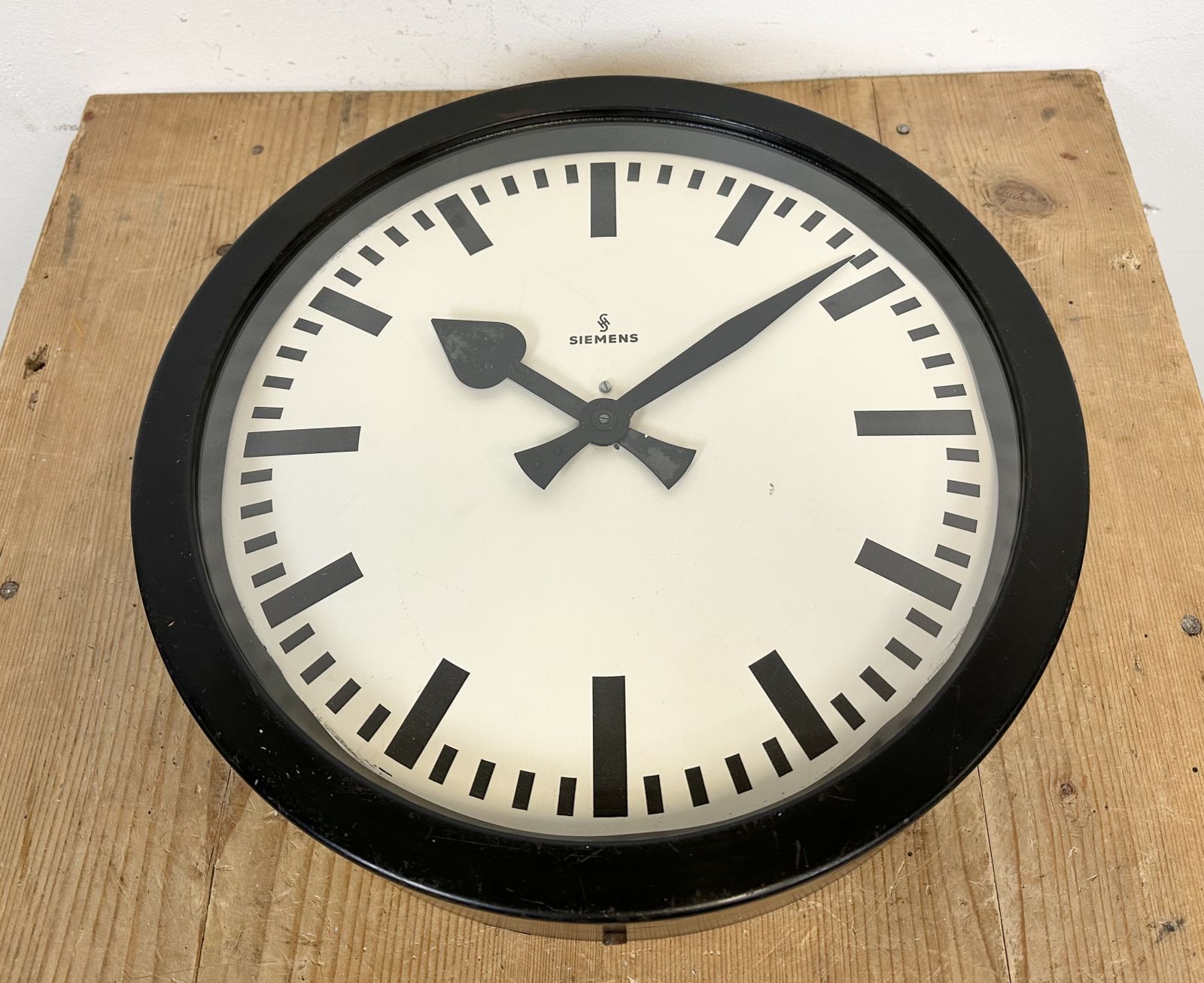 Black Industrial Factory Wall Clock From Siemens, 1950s photo 549.0