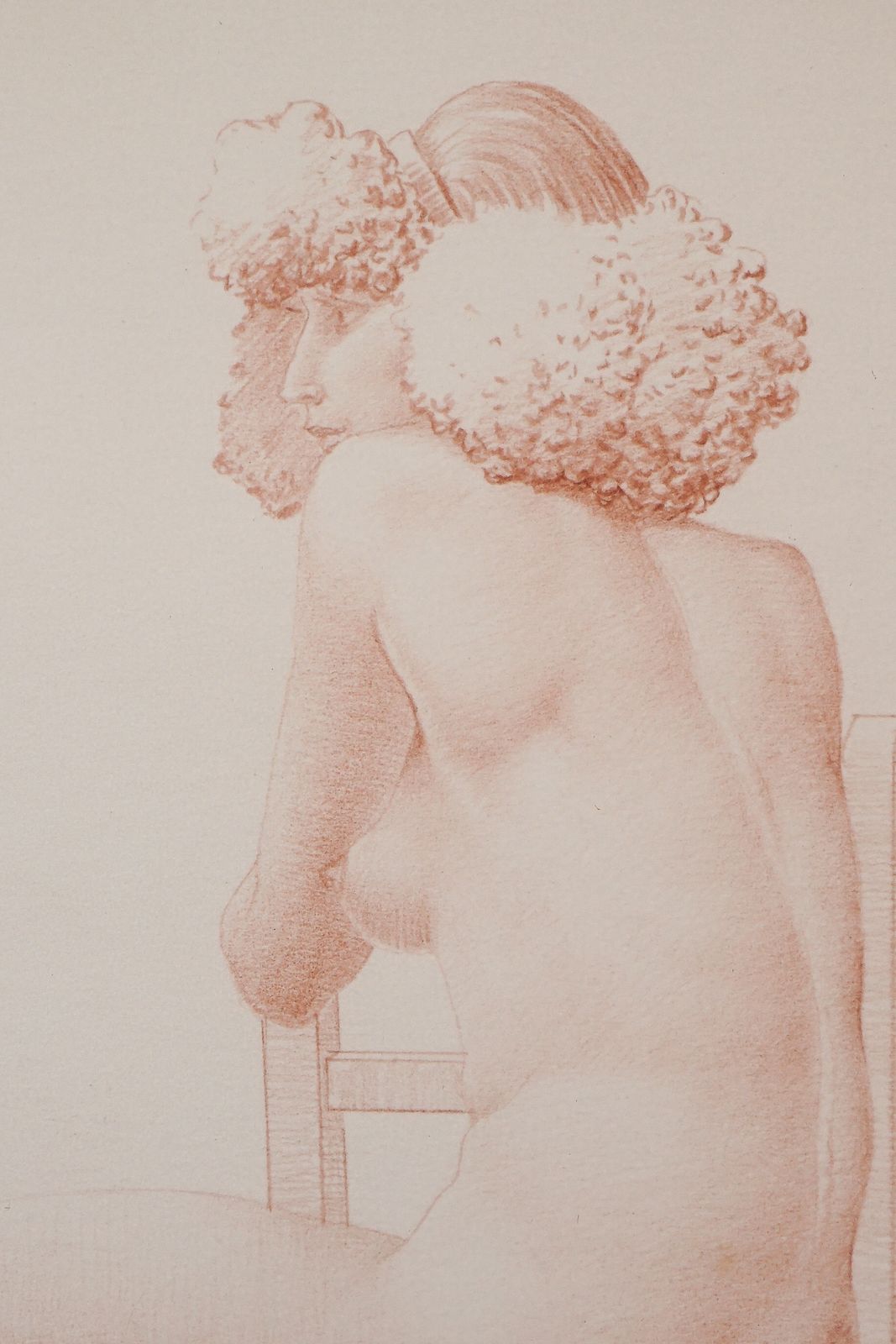 Barrera – Twee Ingelijste Figuratieve Tekeningen Van Vrouwelijk Naakt photo Kunst