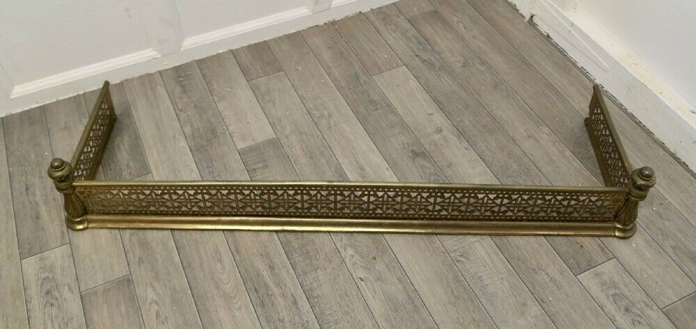 Heavy Victorian Arts And Crafts Pierced Brass Fender photo furniture