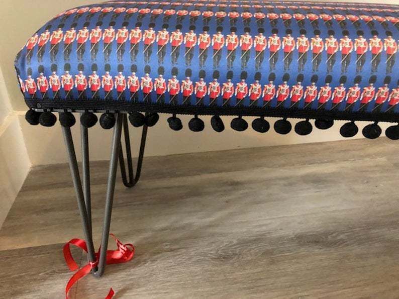 photo furniture Bearskin Soldiers Bench On Hairpin Legs
