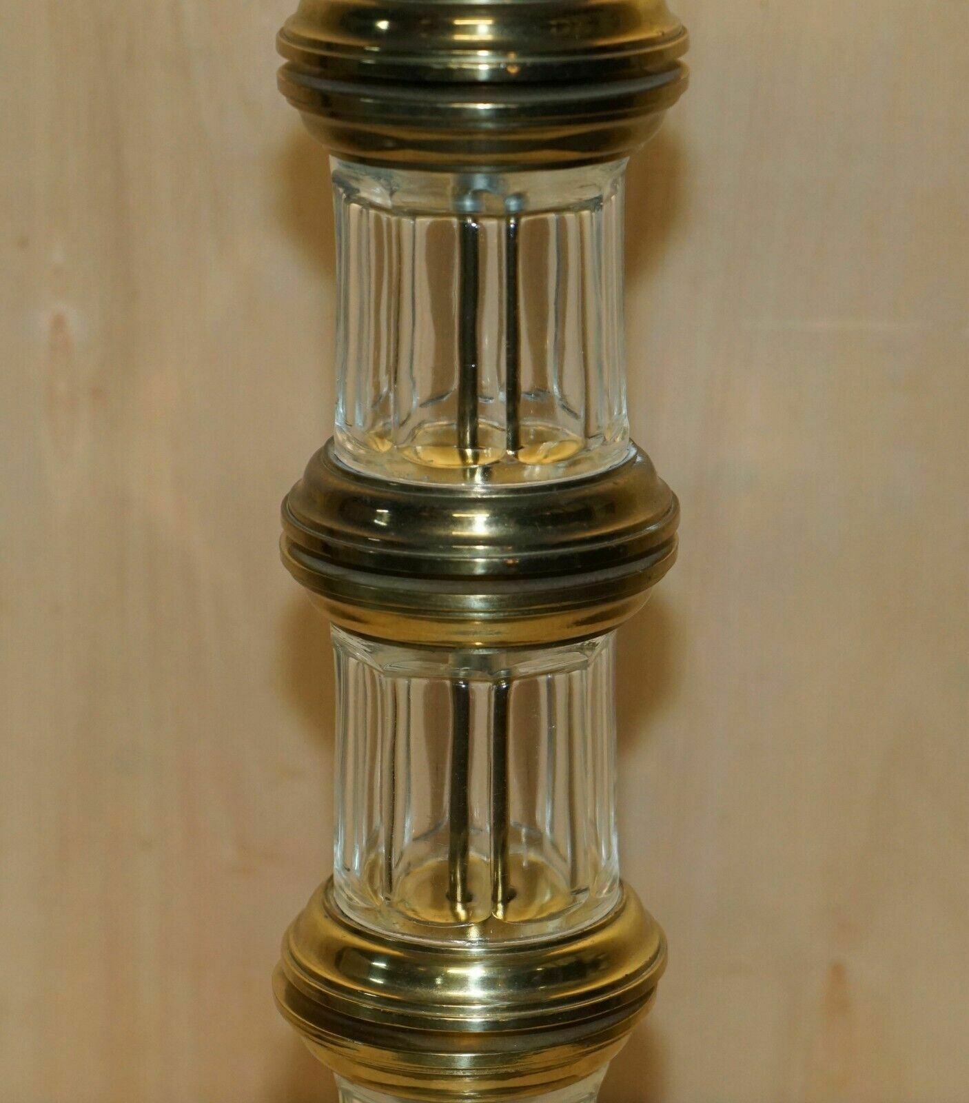 Very Large Pair Of Fully Restored Vintage Glass Lighthouse Brass Tables Lamps photo buy