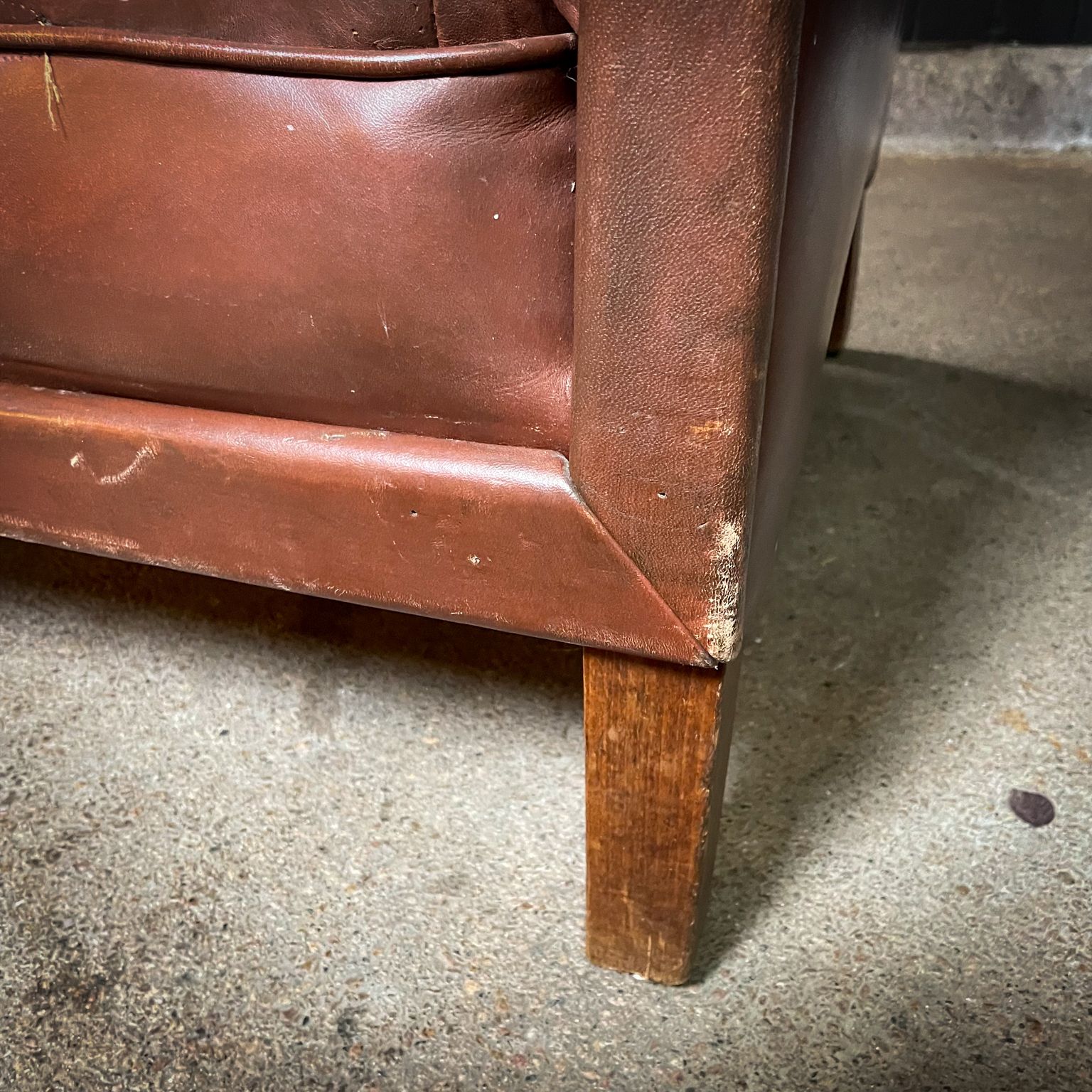 photo furniture Large Brown Leather Lived Club Armchair
