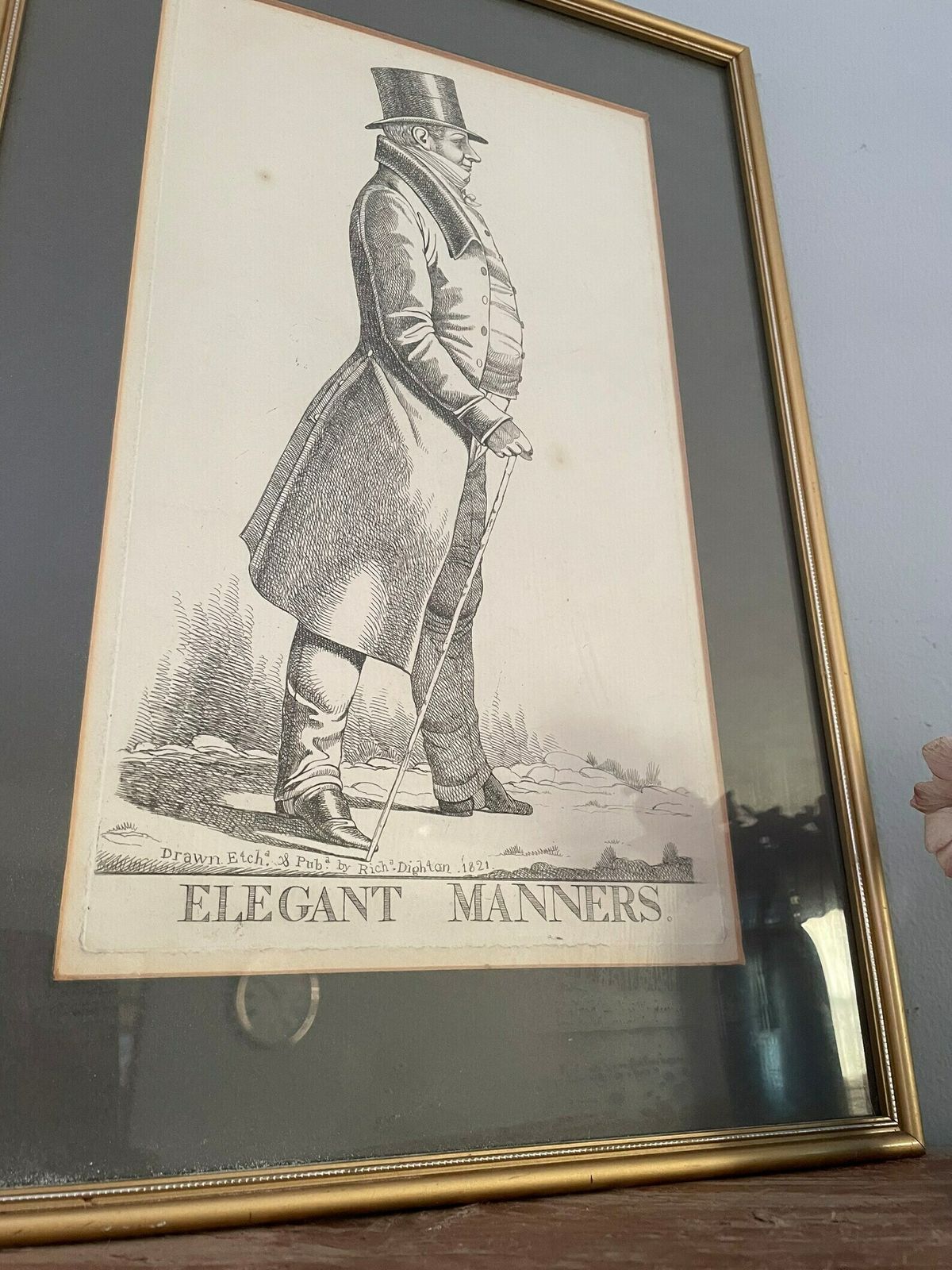Charles Manners Sutton 1st Viscount Canterbury Elegant Manners Richard Dighton Hand Coloured Etching Antique photo furniture