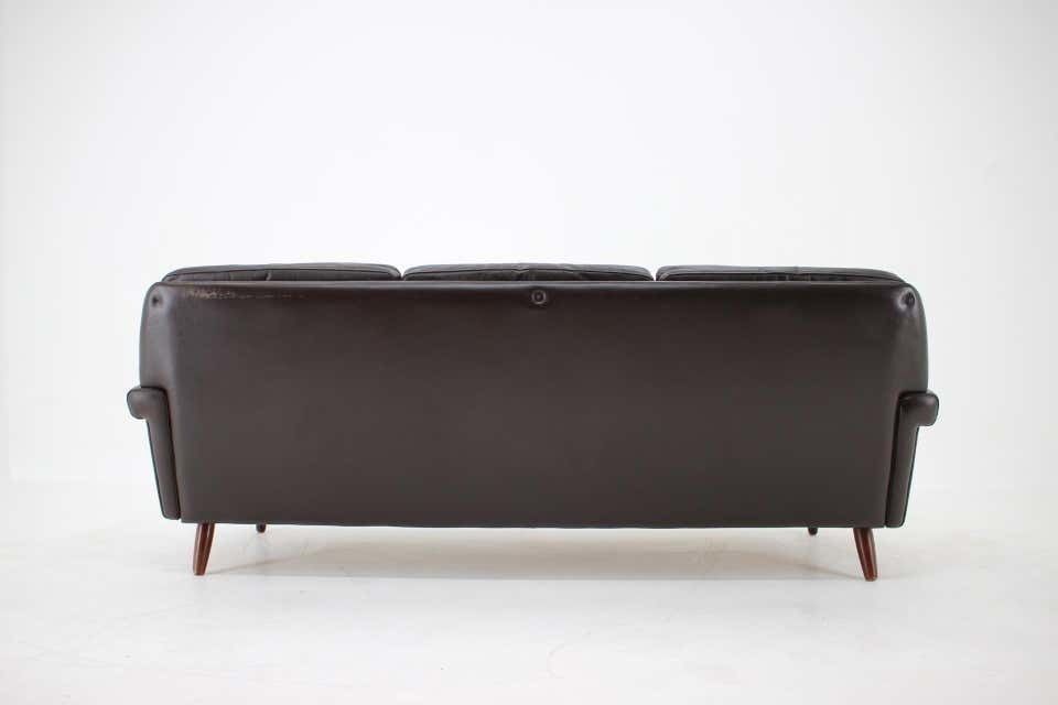 photo furniture 1970s Danish 3 Seater Sofa In Dark Brown Leather