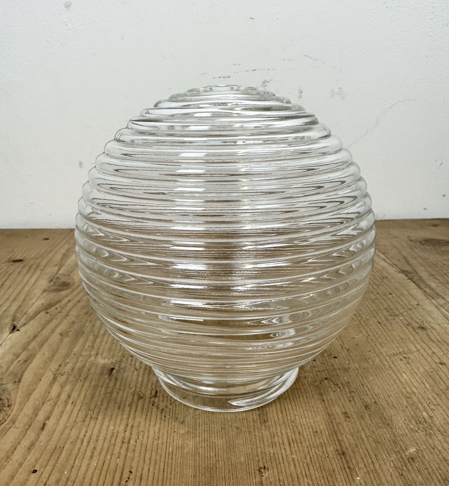 Industrial White Porcelain Pendant Light With Ribbed Glass, 1970s, 3x photo Lighting