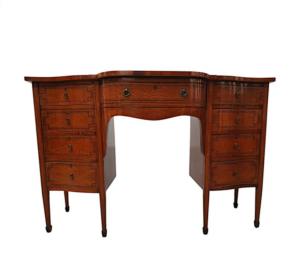 A Fine Edwardian Inlaid Serpentine Sideboard photo furniture
