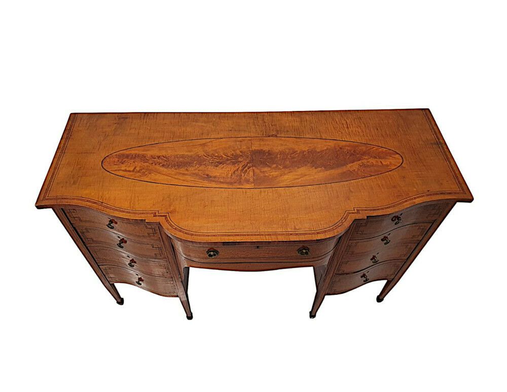 A Fine Edwardian Inlaid Serpentine Sideboard photo for sale