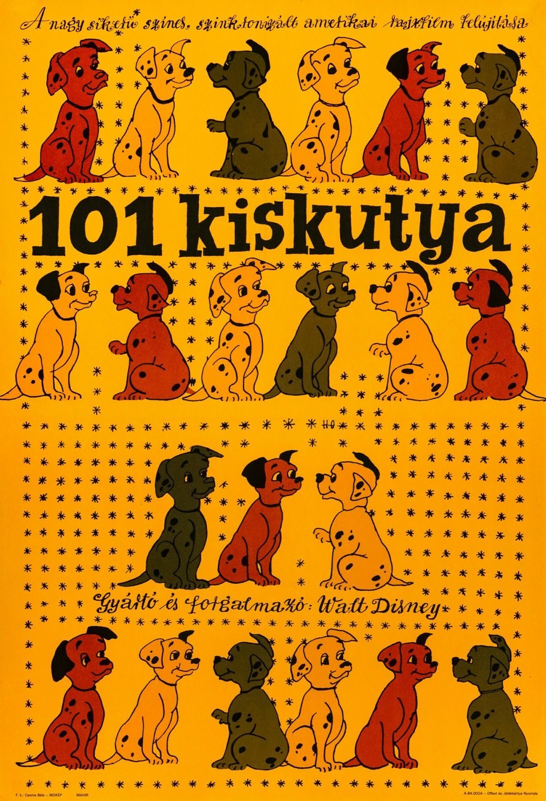 "One Hundred And One Dalmatians" Original Vintage Film Poster, Hungarian, 1984