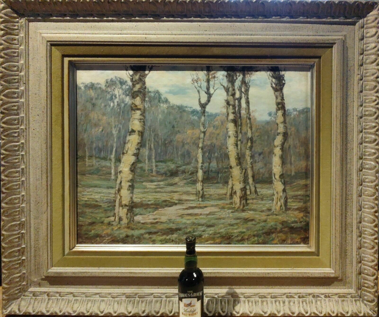 Rare Antique Oil Painting Birch Trees 1919 Catherine W Watkins Born Ontario 1861 Signed Dated Titled Extensive History Internationally
