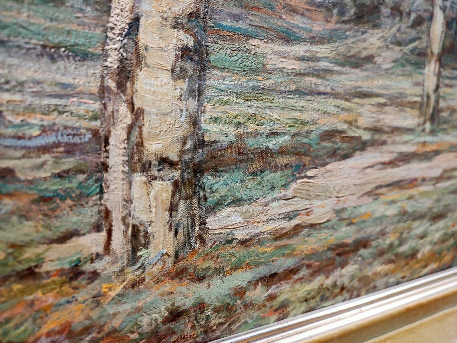 Rare Antique Oil Painting Birch Trees 1919 Catherine W Watkins Born Ontario 1861 Signed Dated Titled Extensive History Internationally photo vintage