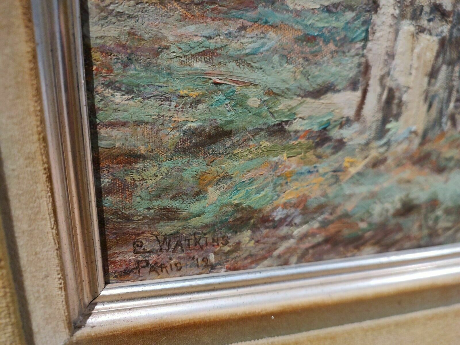 Art Rare Antique Oil Painting Birch Trees 1919 Catherine W Watkins Born Ontario 1861 Signed Dated Titled Extensive History Internationally photo
