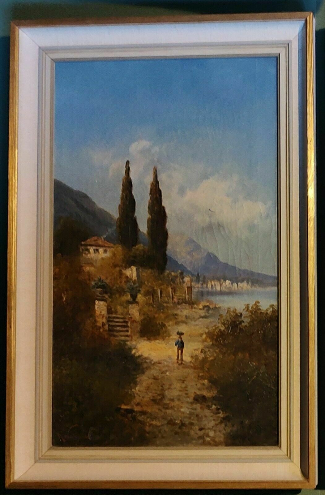 Antique Original Oil Painting Lake Lucerne Switzerland Signed H Waldeck C 1890 photo 699.0