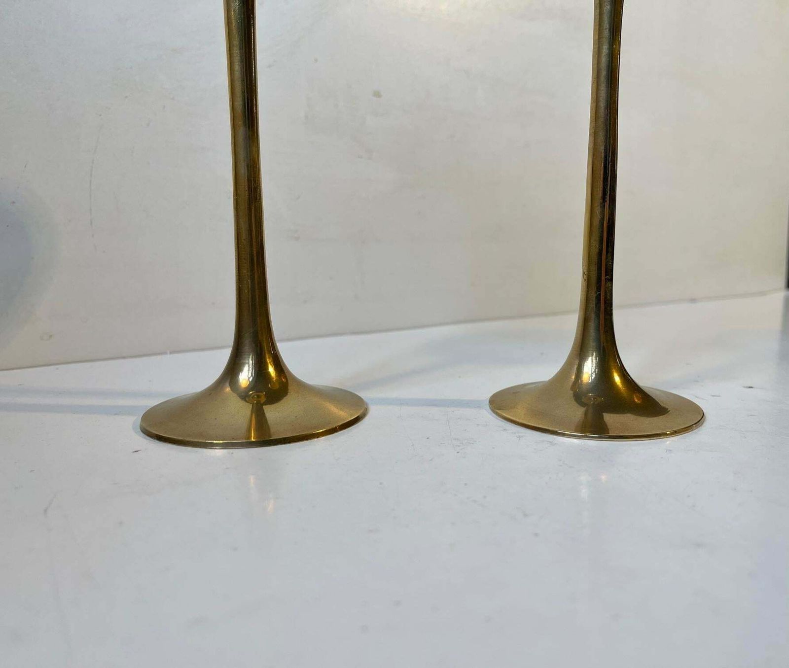 Scandinavian Modern Trumpet Oil Lamps In Brass, 1970s photo Lighting