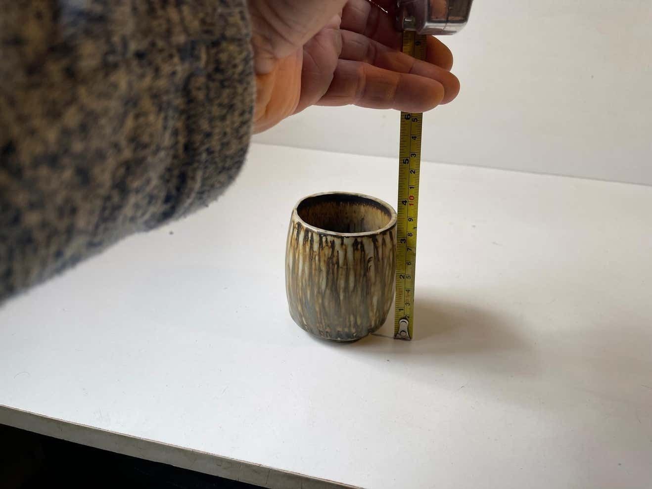 Gunnar Nylund Stoneware Vase With Tiger Taupé Glaze For Rörstrand, 1960s photo vintage
