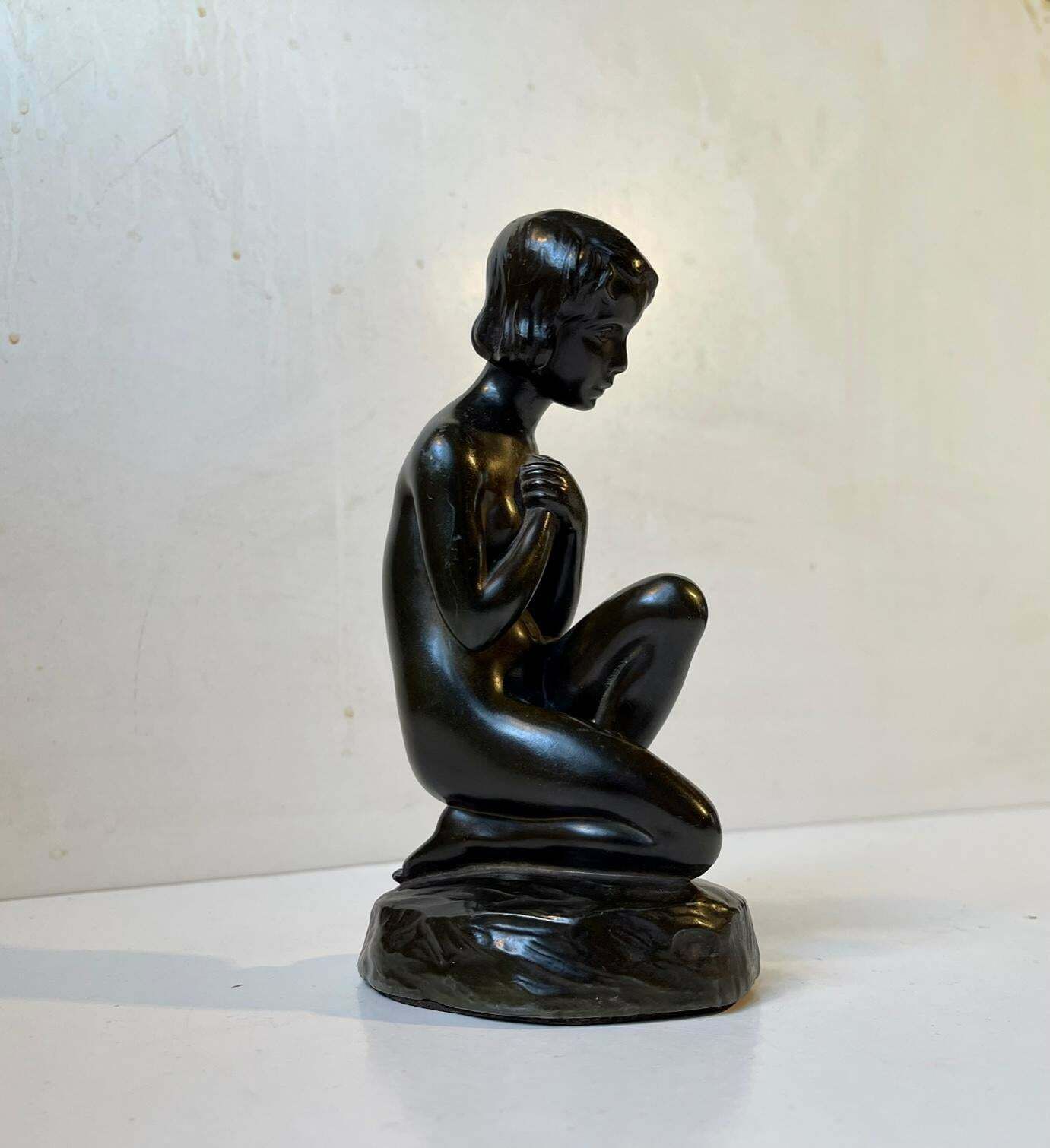 Just Andersen & Elna Borch Patinated Sculpture Of Young Woman, 1930s photo buy