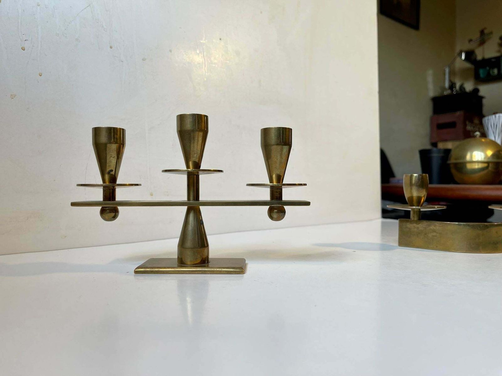 Mid Century Candleholders In Bronze By Kara Copenhagen photo for sale