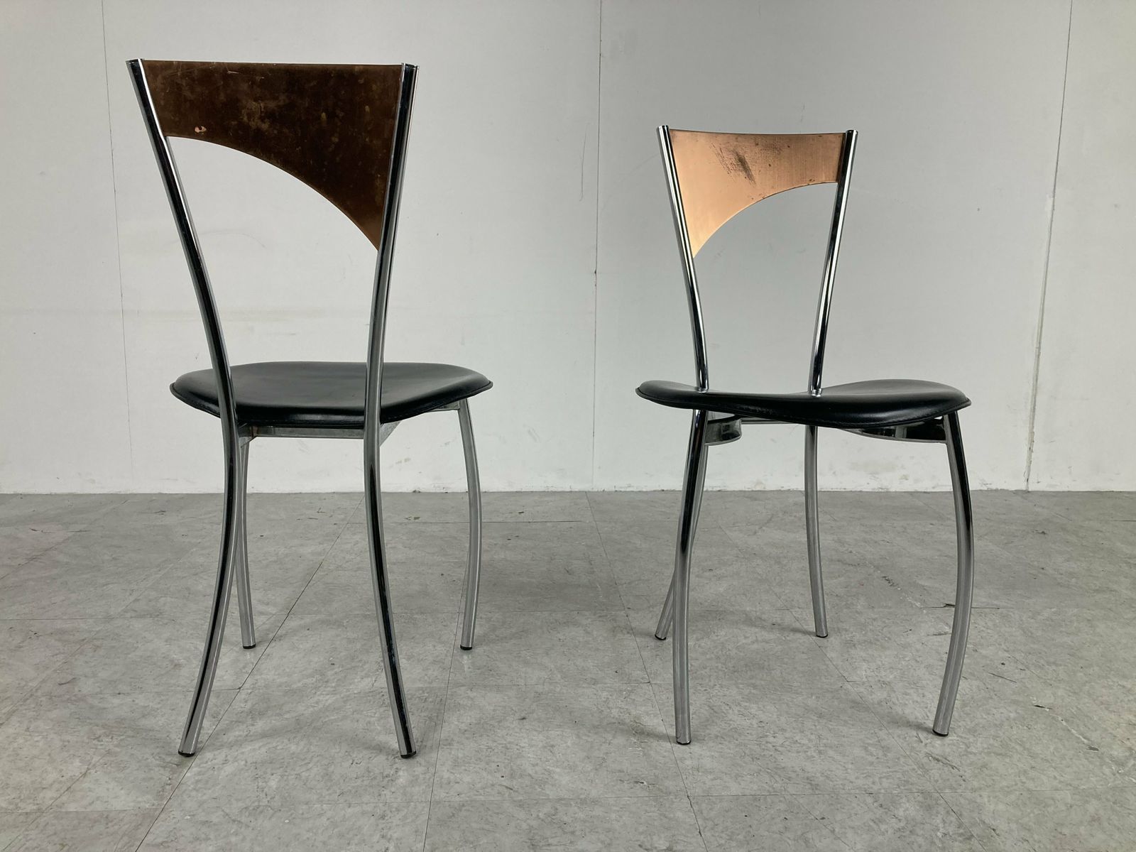 Rare Dining Chairs In Copper By Cattelan Italy, 1970s photo for sale