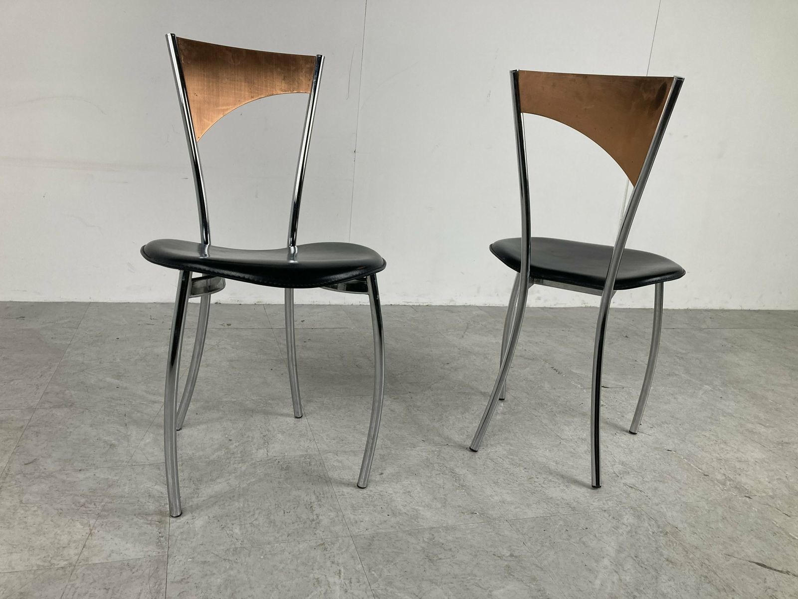 Rare Dining Chairs In Copper By Cattelan Italy, 1970s photo vintage