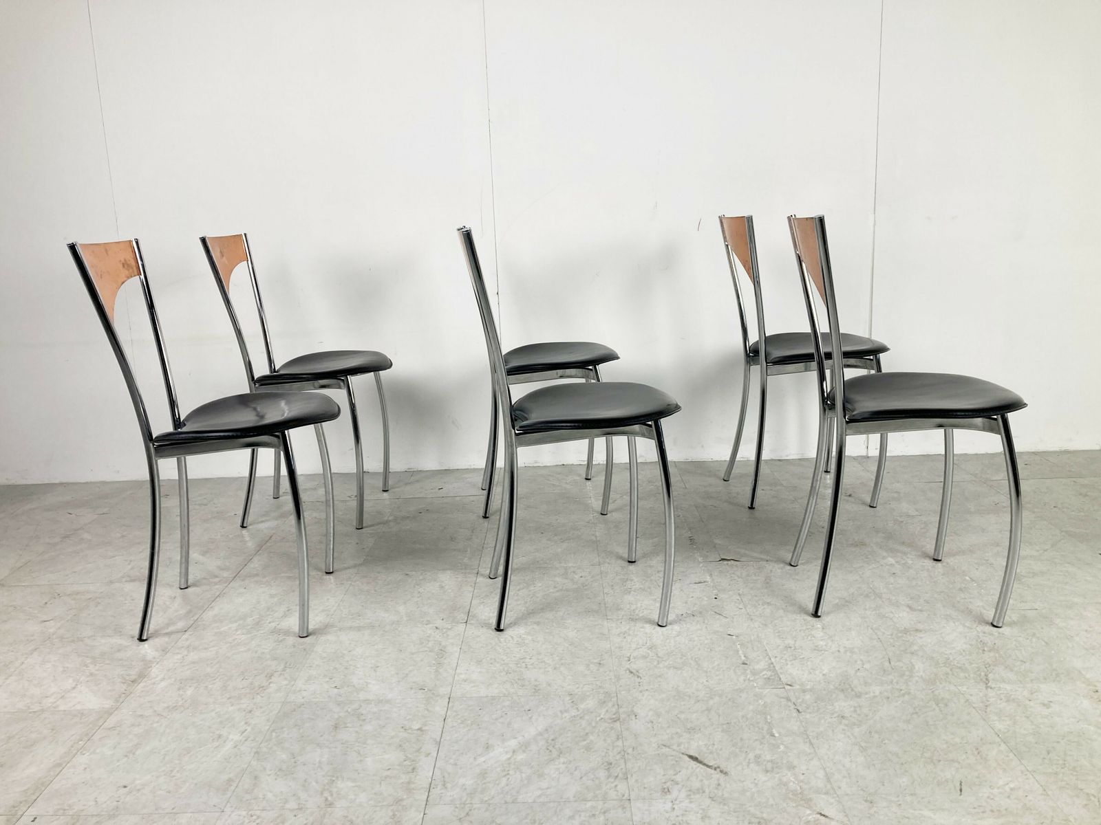 photo furniture Rare Dining Chairs In Copper By Cattelan Italy, 1970s