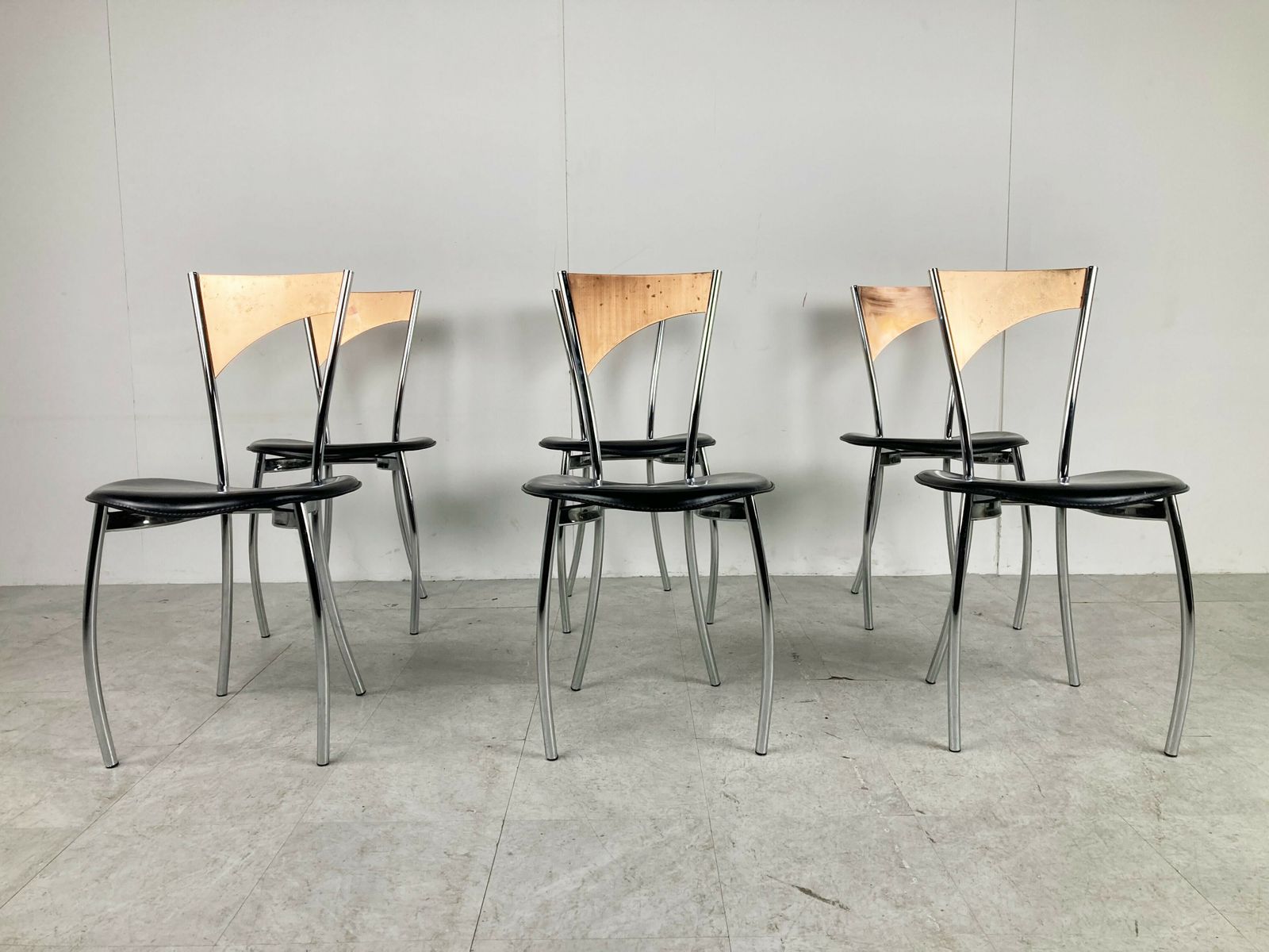 photo for sale Rare Dining Chairs In Copper By Cattelan Italy, 1970s
