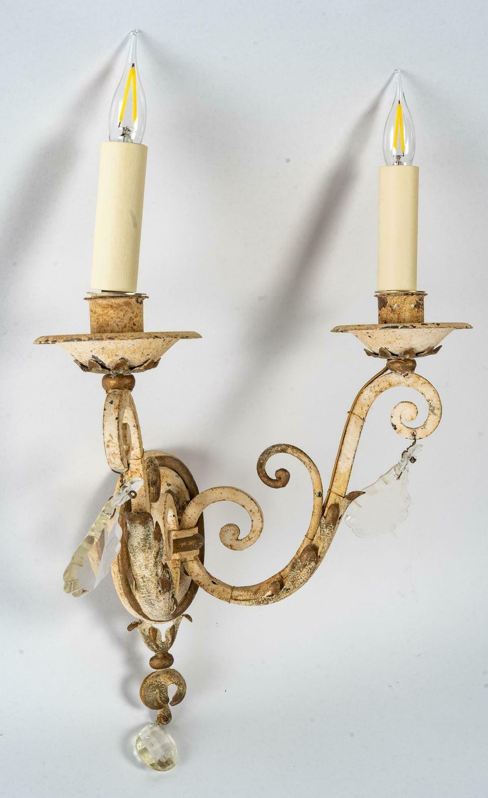 Suite Of Three Wrought Iron Sconces, Early 20th Century photo for sale