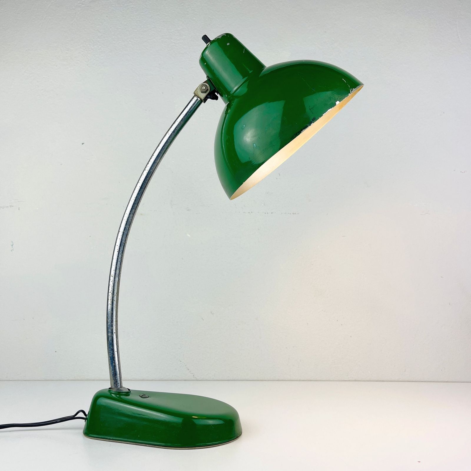 Green Industrial Metal Desk Lamp A.Perazzone Torino Italy 1960s