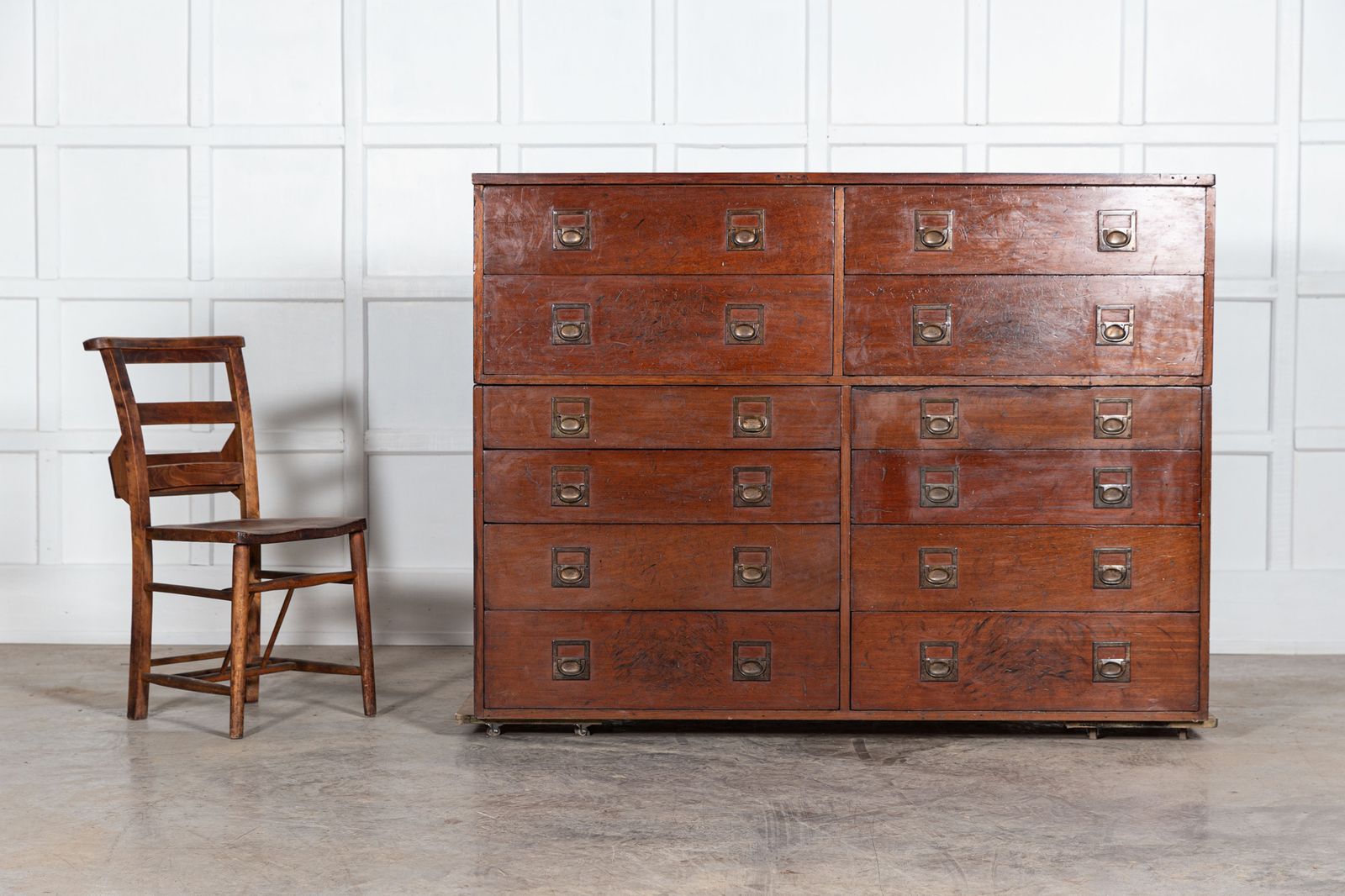 Large English 19thc Mahogany Campaign Chest photo for sale