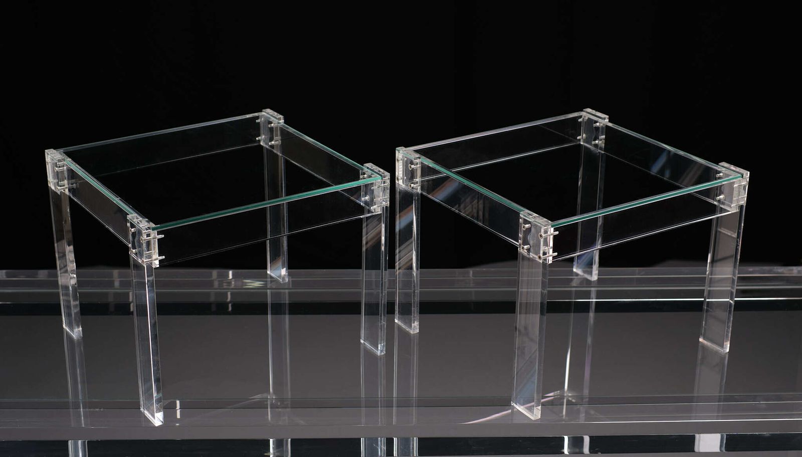 Vintage Square Small Lucite Side Tables 1970s France photo buy