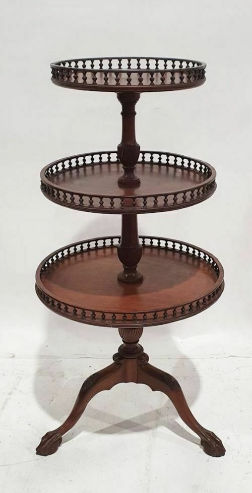 Georgian Mahogany Galleried Three Tier Dumb Waiter