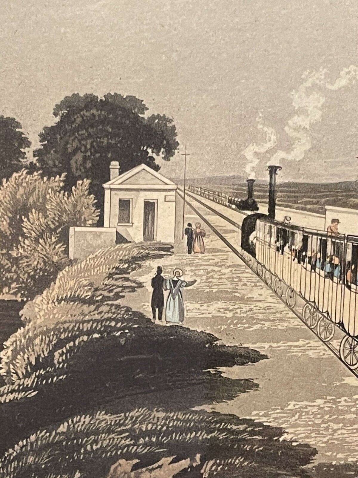 Manchester & Liverpool Railway At Newton Aquatint 1825 photo 195.0