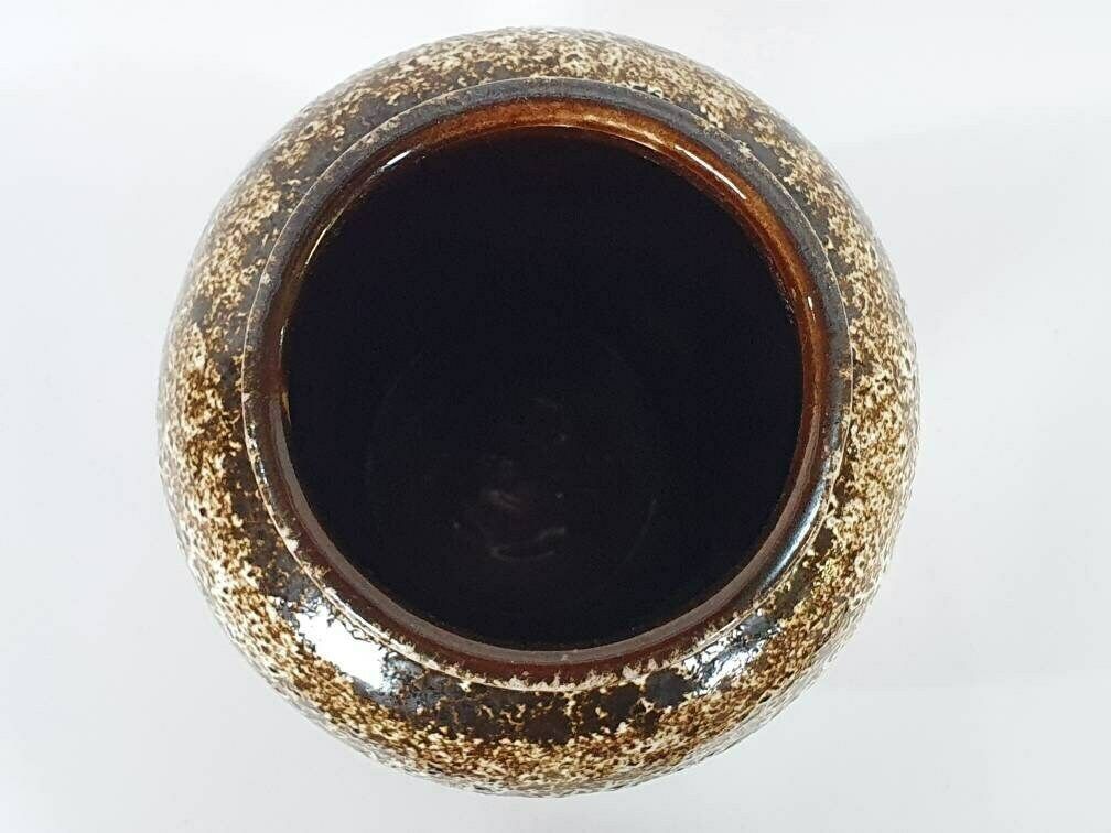 West German Pottery Fat Lava Floor Vase, Brown Banded Volcanic Glaze: Scheurich 553 38 photo furniture