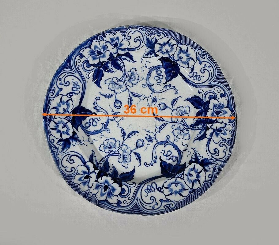 Large Earthenware Dish “Flora With Bindweeds”, Creil & Montereau, Art Nouveau – Late 19th Century photo buy
